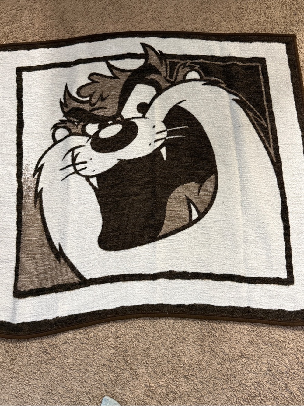 Vintage Owen Fleece Throw Blanket 46”x 51" Taz Tasmanian Devil USA Made